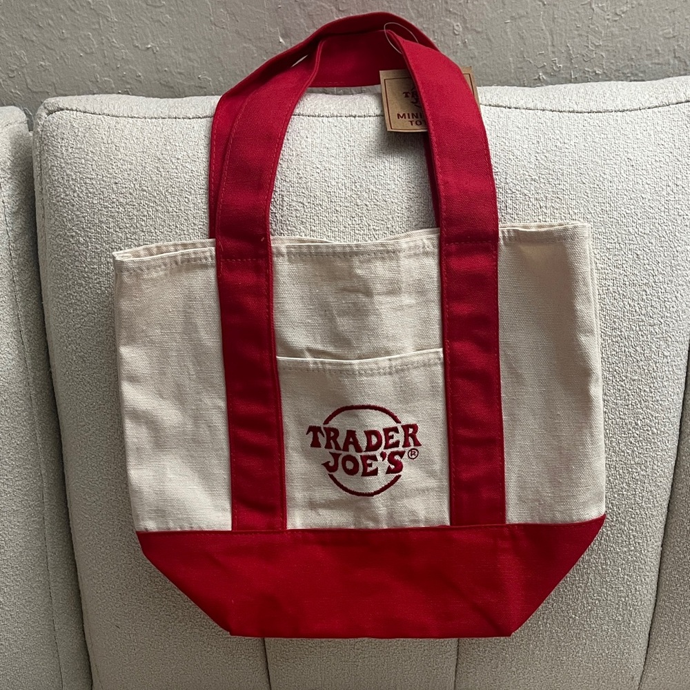 Trader Joe's Red and White Tote Bag